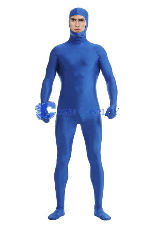 Open Face Lycra Spandex Zentai Royal Blue